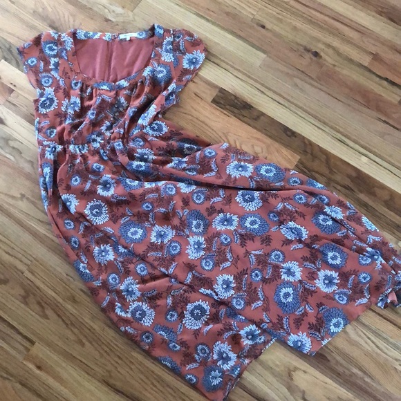 Madewell Button Front Midi Dress Gathered Blooms Sheer Puff Romantic Floral - Picture 8 of 15